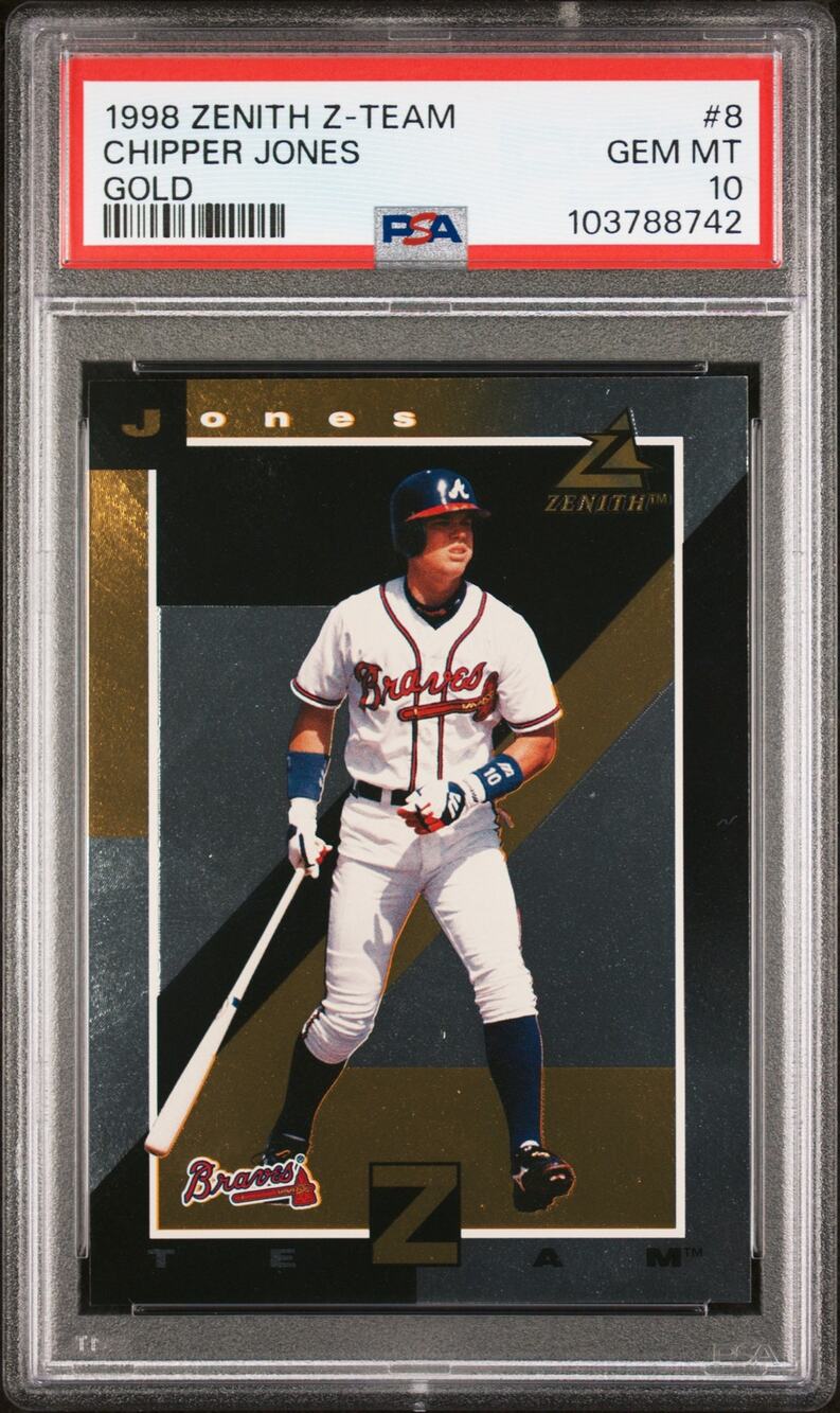 1998 Zenith Z-Team Gold #8 Chipper Jones PSA 10 Gem Mint Atlanta Braves - Pop 2